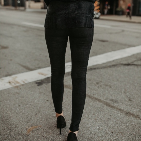 The Mya Vegan Suede Moto Leggings - Picture 2 of 6